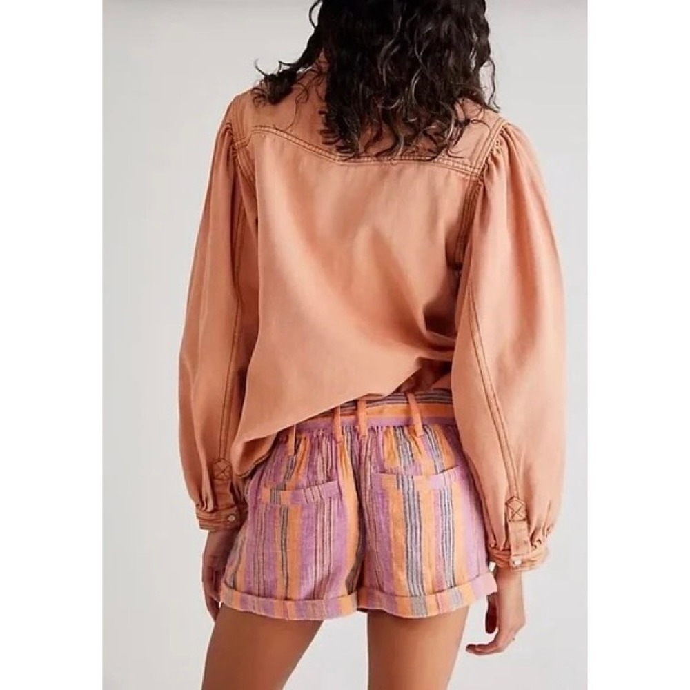 FREE PEOPLE Barbados Bloom Belted Cuffed Shorts‎ Tropical Stripes Vacation 6 - Picture 8 of 15